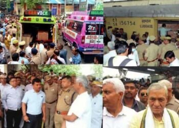 जम्मू बस हादसे में मृतकों के शव मथुरा जंक्शन पहुंचे , घरवालों का रो रोकर बुरा हाल