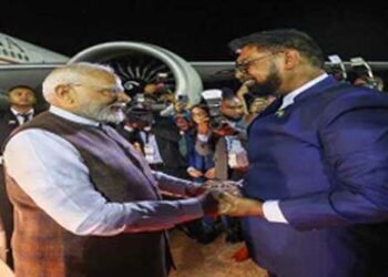 मोदी गुयाना पहुंचे, राष्ट्रपति ने किया स्वागत